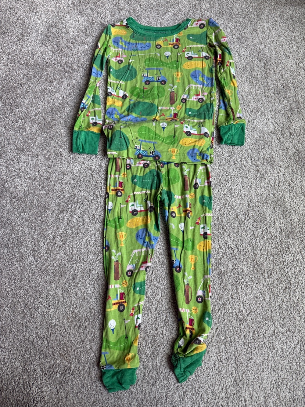 Little Sleepies Green Golf Course Print Pajama Set